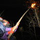 Fire attack: don’t try this at home… unless you have a motorcycle helmet and dishwasher gloves.